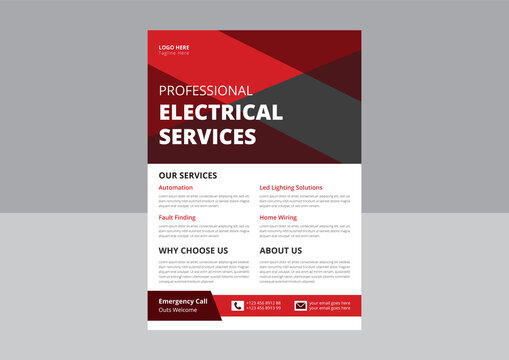 Professional Electrical Service Poster And Flyer. Electrician And Electrical Company Flyer, Home Appliance Repair Service Flyer.