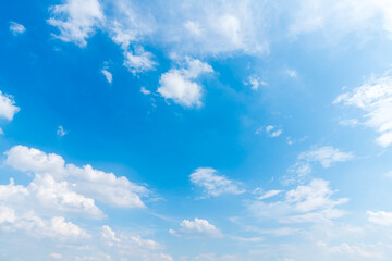 beautiful airatmosphere bright blue sky background abstract clear texture with white clouds.