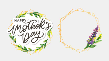 Happy Mothers Day lettering. Handmade calligraphy vector illustration. Mother's day card with flowers
