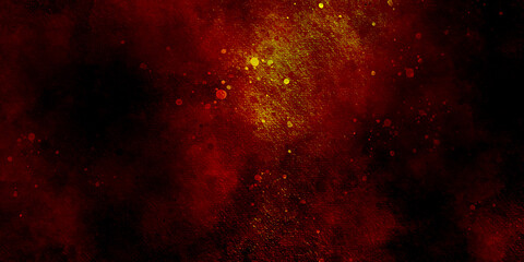 dark background with red smoke and small sparkles. watercolor abstract dark space with colorful nebula, stars and sky. Red watercolor ombre leaks and splashes texture.	
