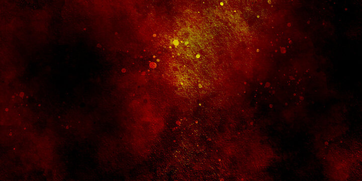 dark background with red smoke and small sparkles. watercolor abstract dark space with colorful nebula, stars and sky. Red watercolor ombre leaks and splashes texture.	
