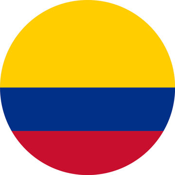 Colombia flag in circle shape isolated  on png or transparent  background,Symbol of Colombia , template for banner,card,advertising, magazine, and business matching country poster, vector 