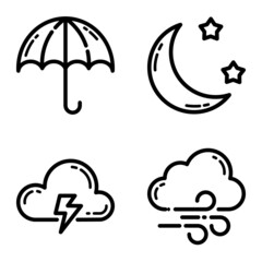 Weather Flat Icon Set Isolated On White Background