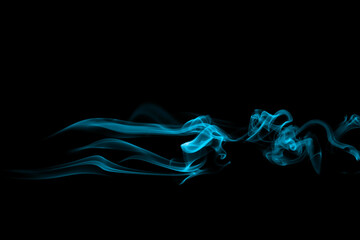 blue smoke isolated black background