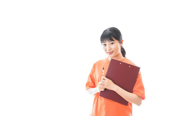 Obraz premium ファイルを持つ若いスポーツコーチ