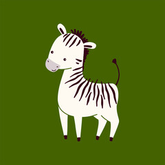 Fototapeta na wymiar Vector illustration of a cute zebra. Animal isolated on white background