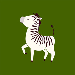 Fototapeta premium Vector illustration of a cute zebra. Animal isolated on white background