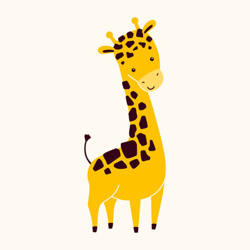 Cute giraffe. Vector illustration. Animal isolated on white background