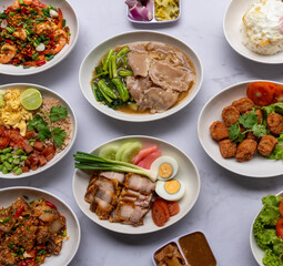 Mixed Thai Pork, Chicken and Seafood Dishes