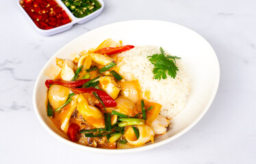 Mixed Thai Pork, Chicken and Seafood Dishes