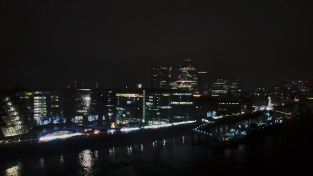 Aerial shot of the South of the river and London Bridge