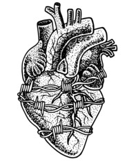Heart Dot Work Style  Heart with Barbed Wire