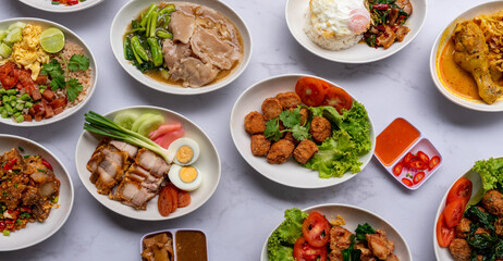 Mixed Thai Pork, Chicken and Seafood Dishes