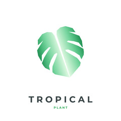 Tropical monstera leaf logo