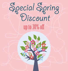 Spring Discount banner background illustration vector