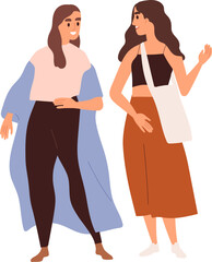 Happy Women Talking Cartoon Illustration