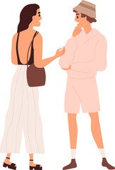 Man and Woman Talking Cartoon Illustration