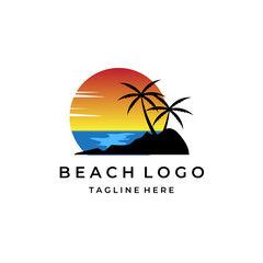 Naklejka premium logo vector beach simple illustration