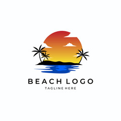 logo vector beach logo palm simple illustration