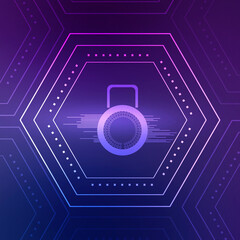 2d illustration Safety concept: Closed Padlock on digital background
