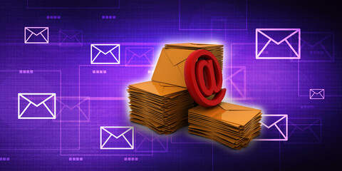 3d illustration AT symbol connected to envelop
