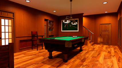 3D Rendering Billiard Room