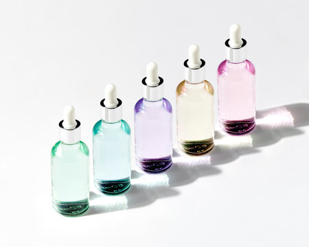 Bottles with colorful Hyaluronic acid