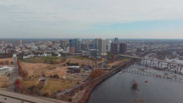 Downtown Richmond and its waterfront along James River