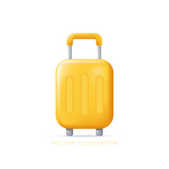 Suitcase icon. Travel packing concept. 3D Vector Illustrations in cartoon minimal style, isolated on white background