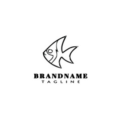 animal fish cartoon logo template icon design black isolated vector illustration