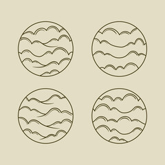 PrintSet of cloud logo illustration, hand drawn creative cloud logo vector illustration design. Exclusive collection of cloud logo in line style