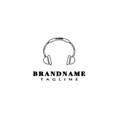 headset logo cartoon icon design template black isolated vector illustration