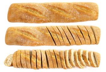 Ciabatta Brot, Weißbrot in Scheiben Panorama - Freigestellt