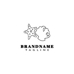 starfish and scallop cartoon logo icon design template vector