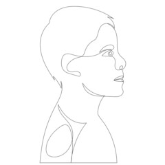 portrait man drawing in one continuous line vector