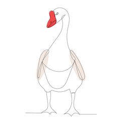 goose drawing one continuous line vector