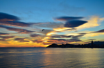 Paisaje de atardecer en Benidorm
