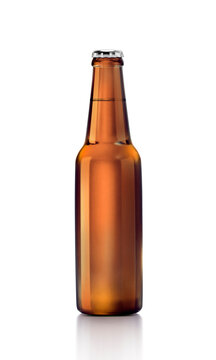 Brown beer bottle on a white background. 3d render