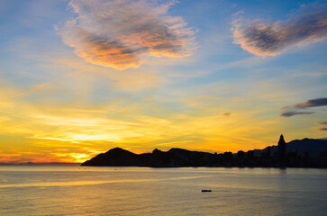 Paisaje de atardecer en Benidorm
