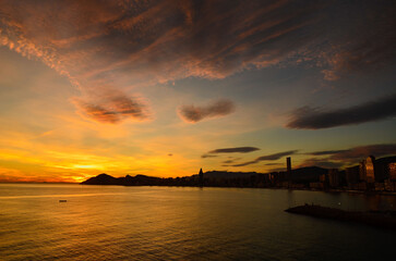 Paisaje de atardecer en Benidorm
