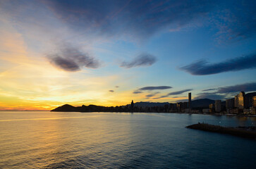 Paisaje de atardecer en Benidorm
