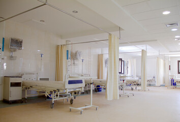 Interior of the hospital room with beds