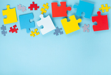 World Autism Awareness Day, ASD, Caring, Speak out, Campaign, Togetherness concept on blue background.
