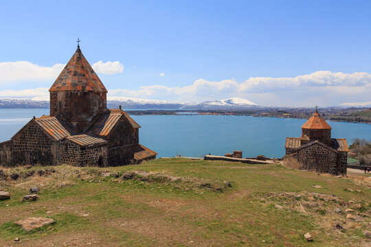 The buildings of the ancient monastery of Sevanavank near Lake Sevan in Armenia 