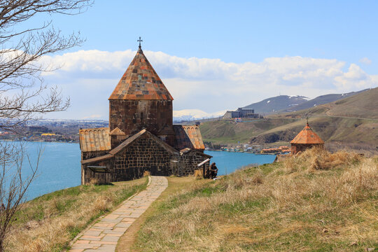 The buildings of the ancient monastery of Sevanavank near Lake Sevan in Armenia 
