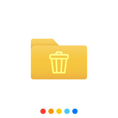 Flat folder design element with trash symbol, Folder icon, Vector and Illustration.