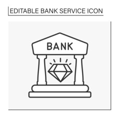  Finance line icon. Diamond in the bank. Jewelry. Saving for the future.Banking concept. Isolated vector illustration. Editable stroke