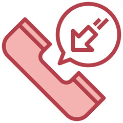 INCOMING CALL red line icon,linear,outline,graphic,illustration