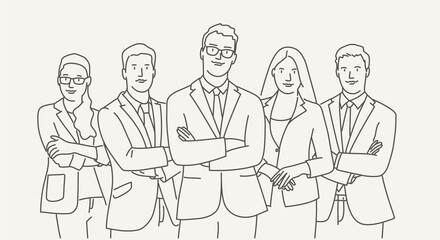 Fototapeta premium Business company people stand with arms crossed, office team.