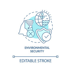 Environmental security turquoise concept icon. State protection against disasters abstract idea thin line illustration. Isolated outline drawing. Editable stroke. Arial, Myriad Pro-Bold fonts used
